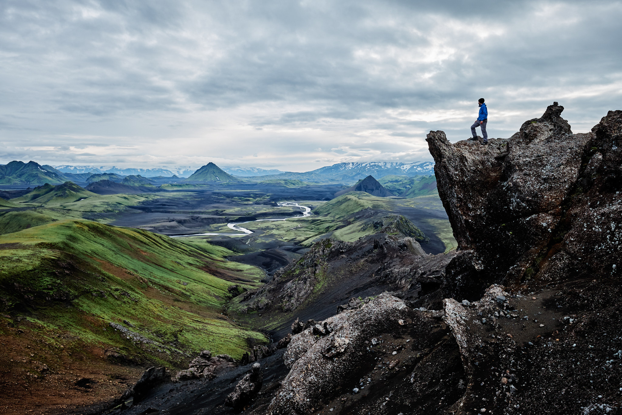 Dit ben ik halverwege de Laugavegur hike in IJsland.